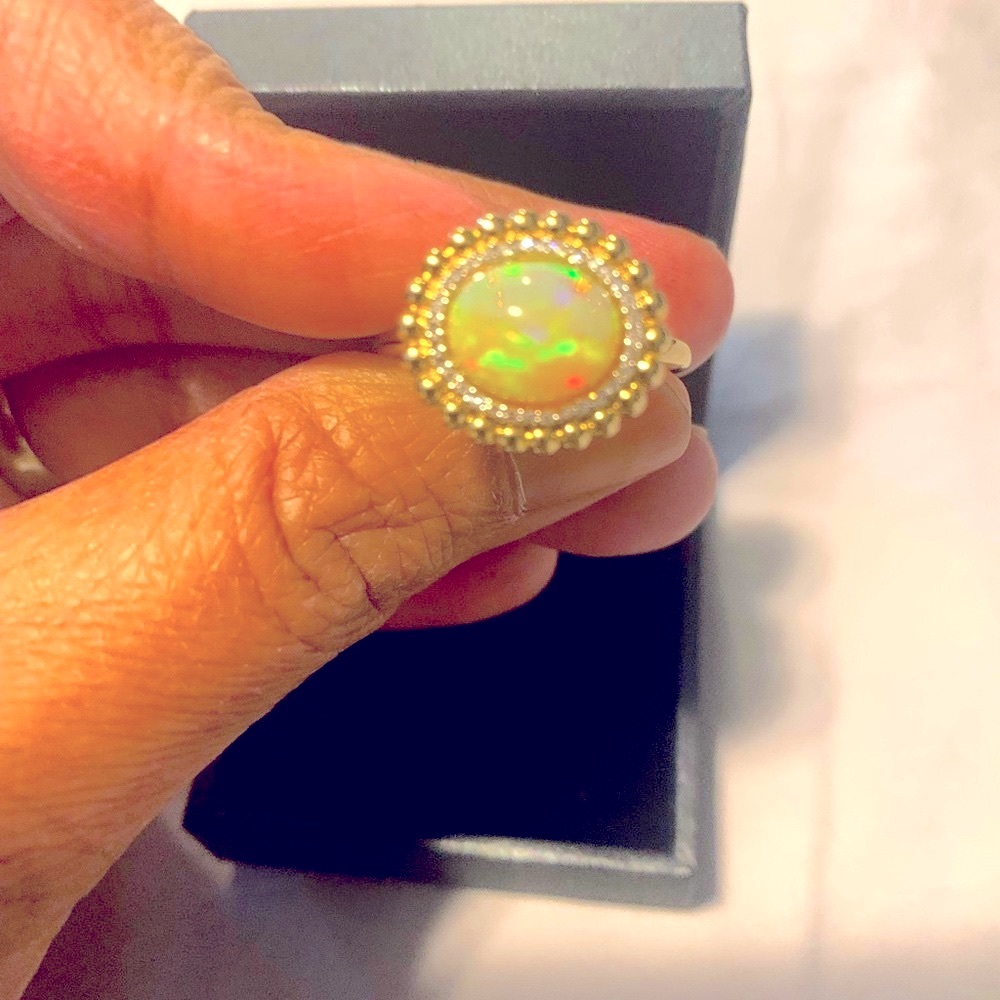 14k Solid Natural Opal Ring - image 5